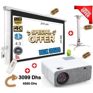 Owlenz Full PACK Projecteur SD500 ANDROID + Écran 120" + Support