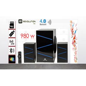 REVOLUTiON Galaxy Subwoofer avec 2 Haut parleurs Bluetooth Port Usb avec carte mémoire C1000
