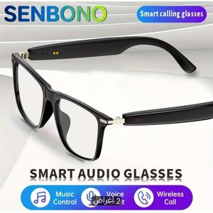 SENBONO نظارات ذكية للترجمة بالذكاء الاصطناعي مع ميكروفون ومكبر صوت مدمجين، مكالمات لاسلكية، التحكم في الموسيقى والمساعد الصوتي، شاحن مزدوج من نوع Type-C، تواصل متقاطع