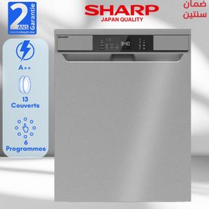 Sharp Lave-vaisselle - Acier inoxydable - 13 couverts - 6 programmes - Argent