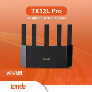 Tenda Point d’accès sans fil WIFI 6 Gigabit AX3000 Dual Band Wireless Vertical Router, 5 High Power FEM, 4 Full Gigabit Ports, VPN, Easy Setup, Parental Controls, Access Point Mode, IPv6, WPA3(RX12L Pro)