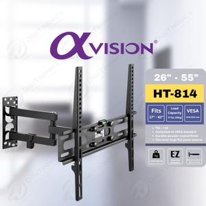 Vision Support TV Mural Réglable 26 – 55, Inclinable, Extensible et Robuste 35 kg, HT-814