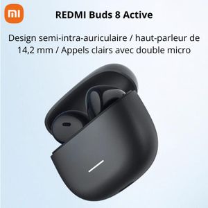 XIAOMI REDMI Buds 8 Active - Écouteurs Bluetooth 5.4, Autonomie 37H, IA Anti-Bruit, Garantie 1 An - Noir