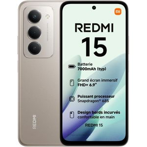 XIAOMI Redmi 15 NFC– 6.9" – NFC - 128 Go – 6 Go RAM (jusqu’à 16 Go) – Snapdragon 685 – 7000mAh-33W – 50MP – TITAN GRAY