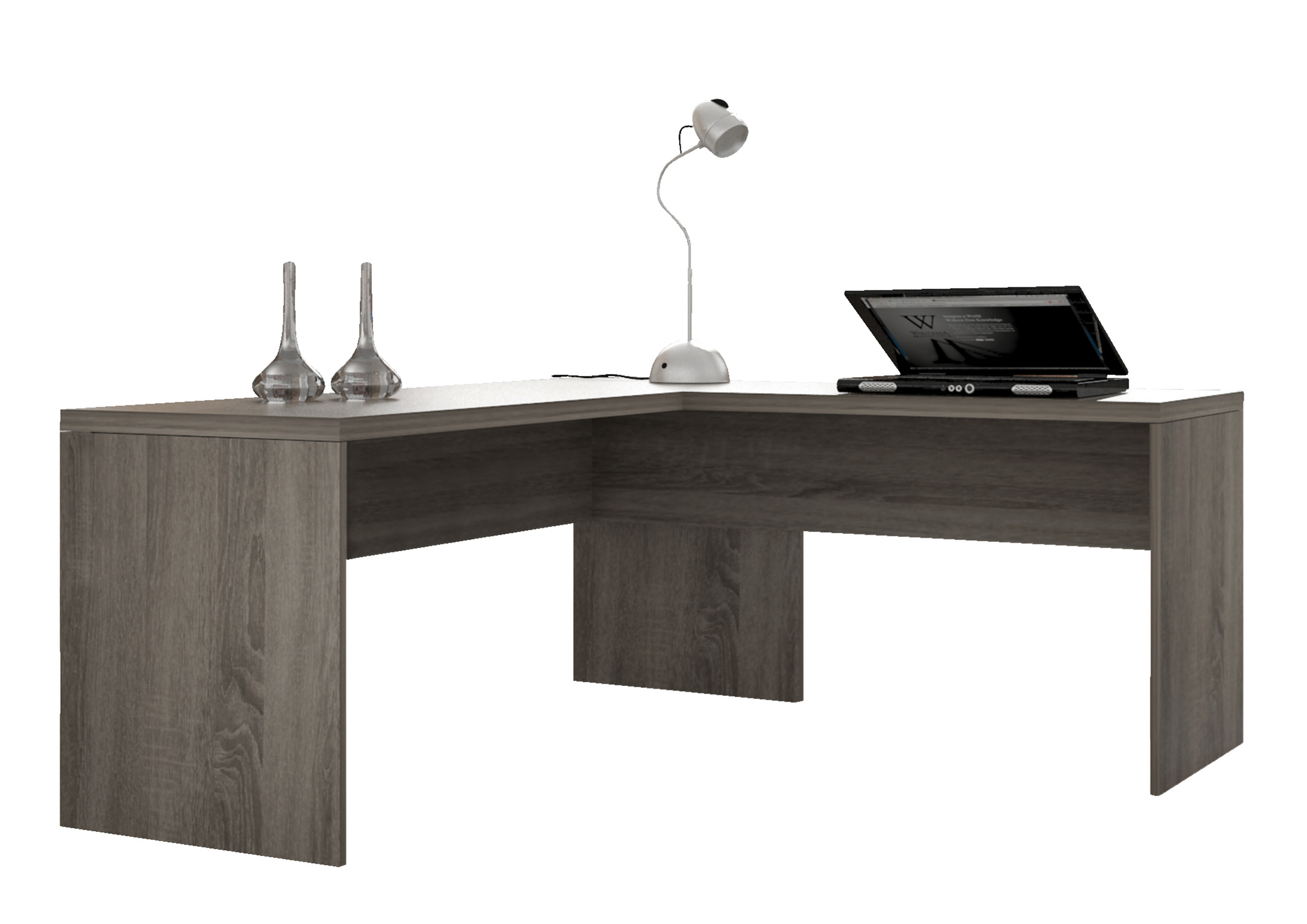 Bureau DISEGNO STD Avec Retour 180X69X75Cm - Chêne Foncé