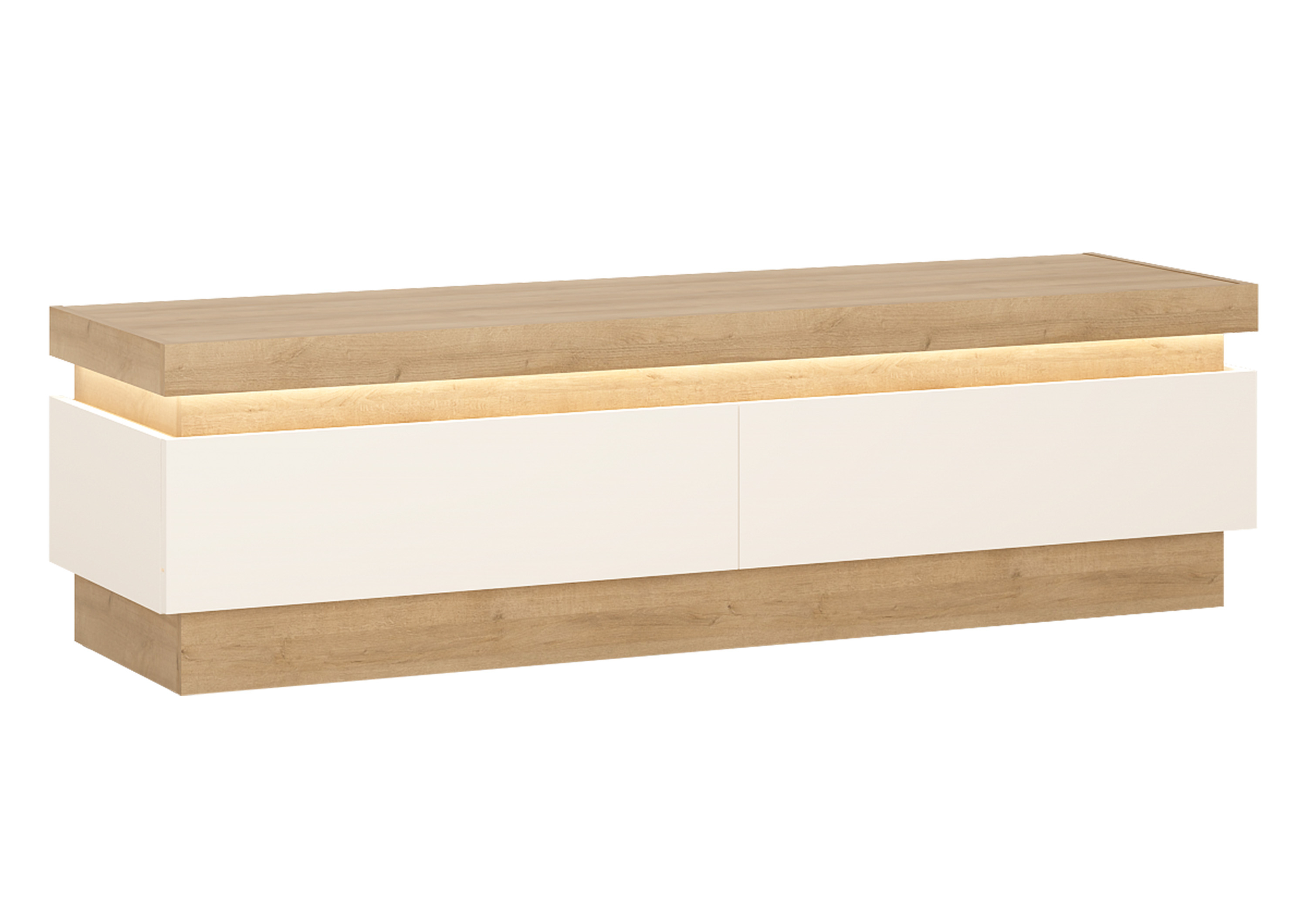 Meuble Tv Lyon Avec 2 Tiroirs - Chêne / Blanc