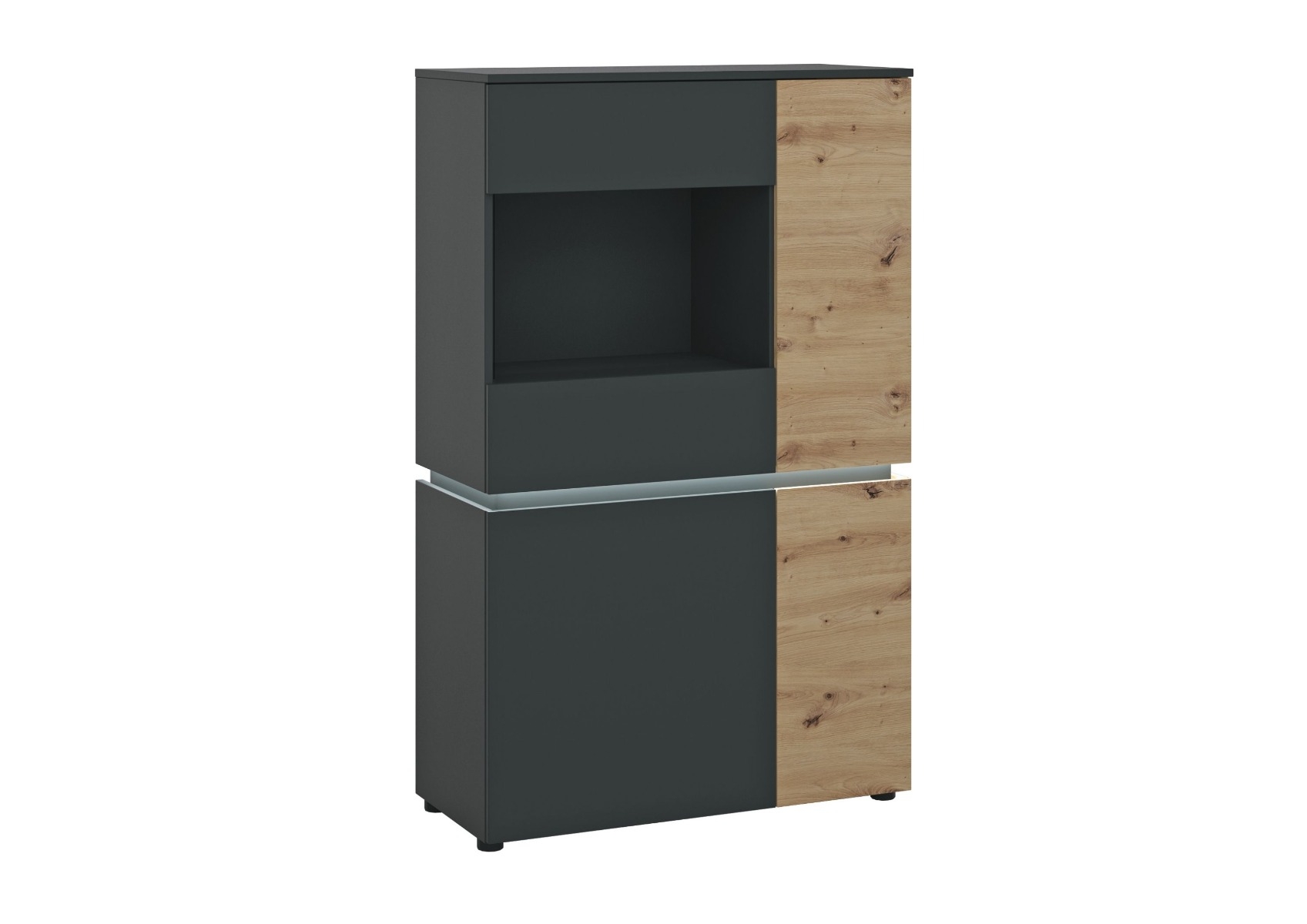 Petite Vitrine Avec Led Luci - Artisan Oak / Gris