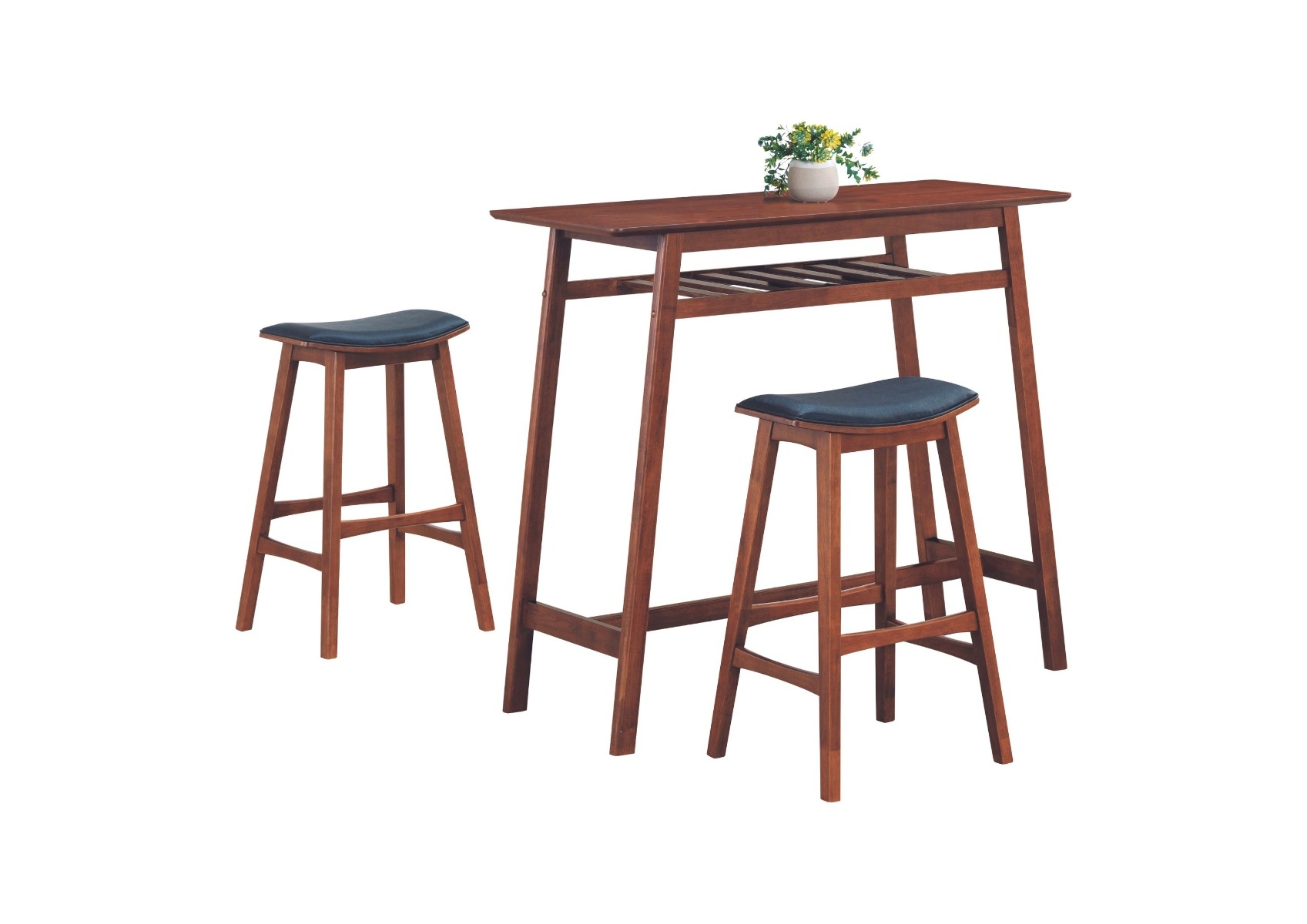 Set Yale Table Haute + 2 Tabourets - Marron