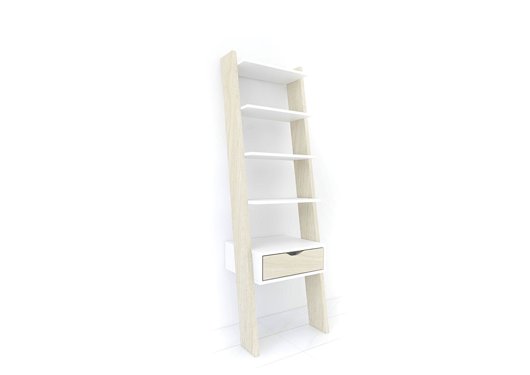 Etagère +Tiroir Hvp 48X40X155Cm Oak / Blanc