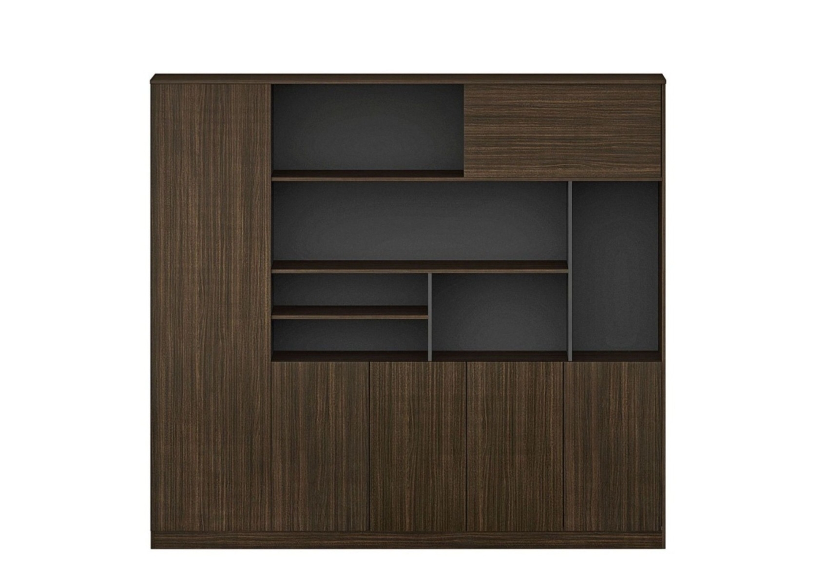 Élément De Rangement Bas Luxury - Chêne Foncé / Gris