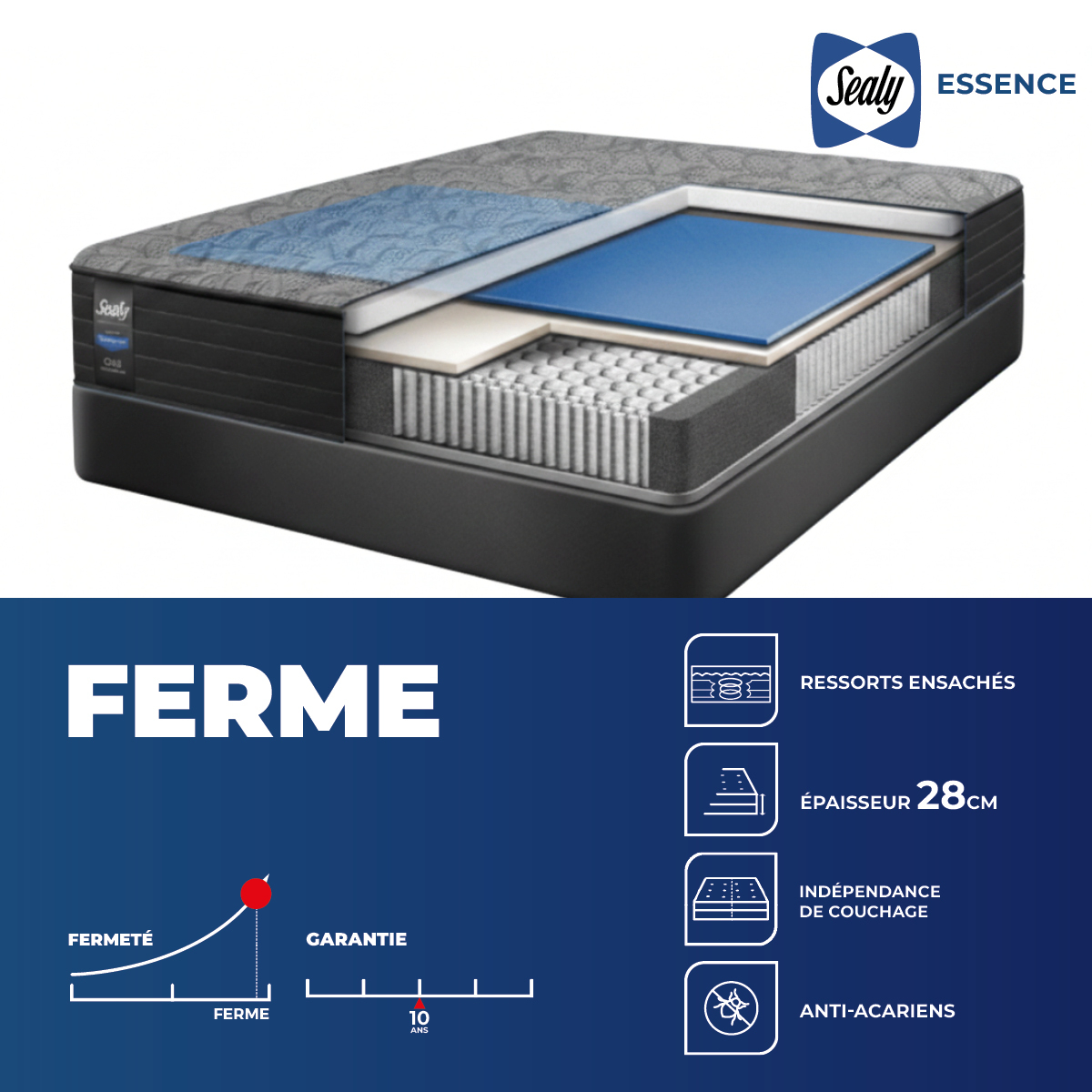 Matelas Sealy Essence - Gris