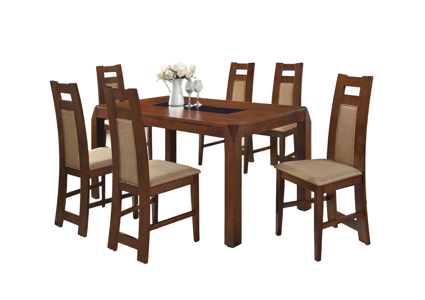 Set Table À Manger Avec 6 Chaises Annette - Marron