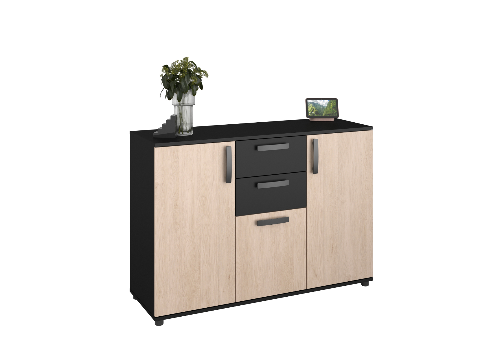 Commode Celest 3 Portes - Oak / Noir