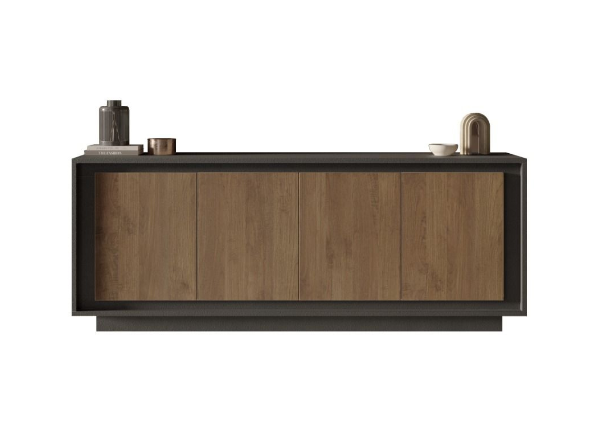 Buffet 4 Portes Sky - Noir / Marron