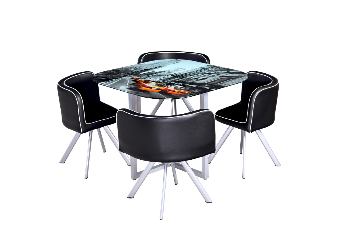 Set Table À Manger Space Avec 4 Chaises - Noir