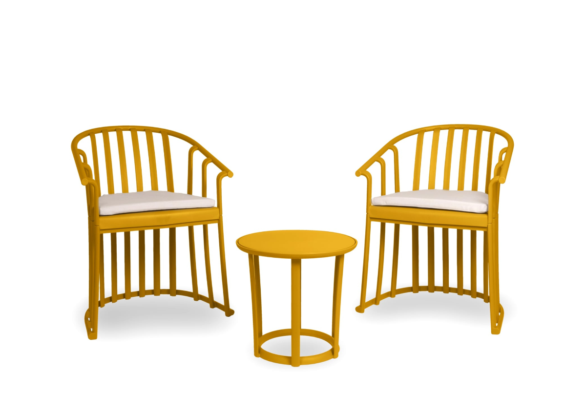 Set De Balcon New Raff Avec Fauteuils Et Table - Moutarde