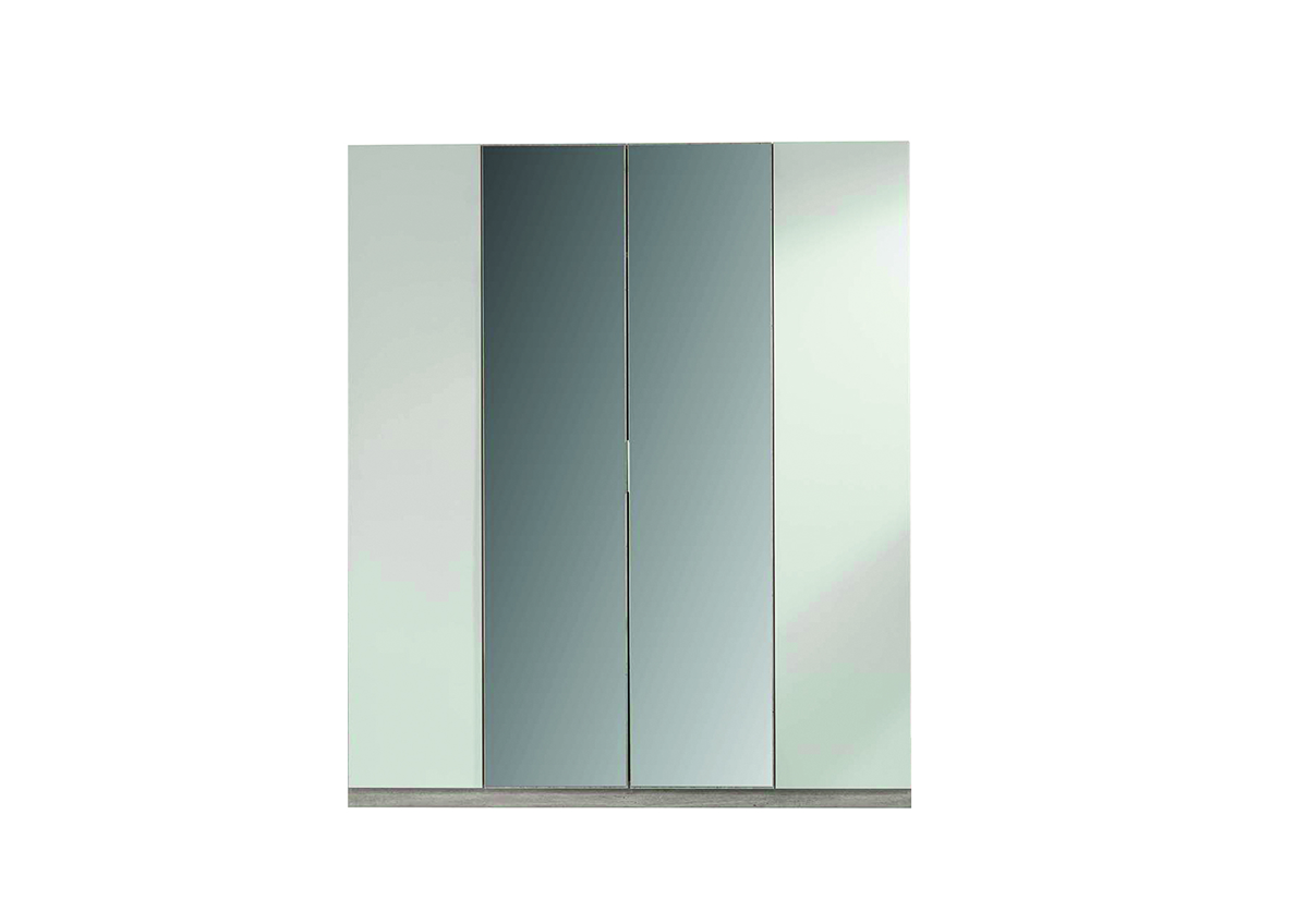 Armoire Merkur 4 Portes Avec 2 Miroirs - Blanc / Chêne