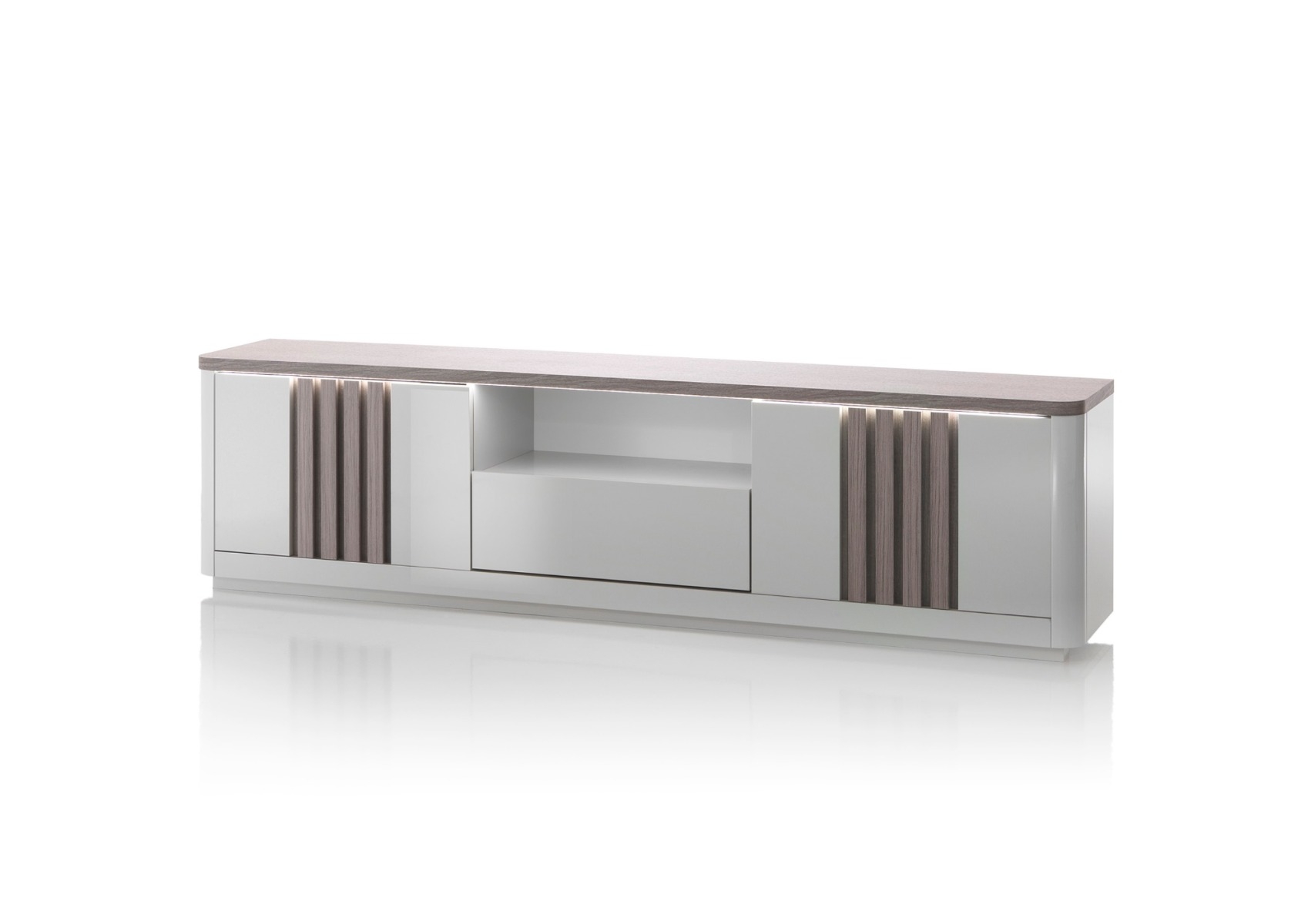 Meuble Tv Pesaro 210Cm - Chêne / Gris