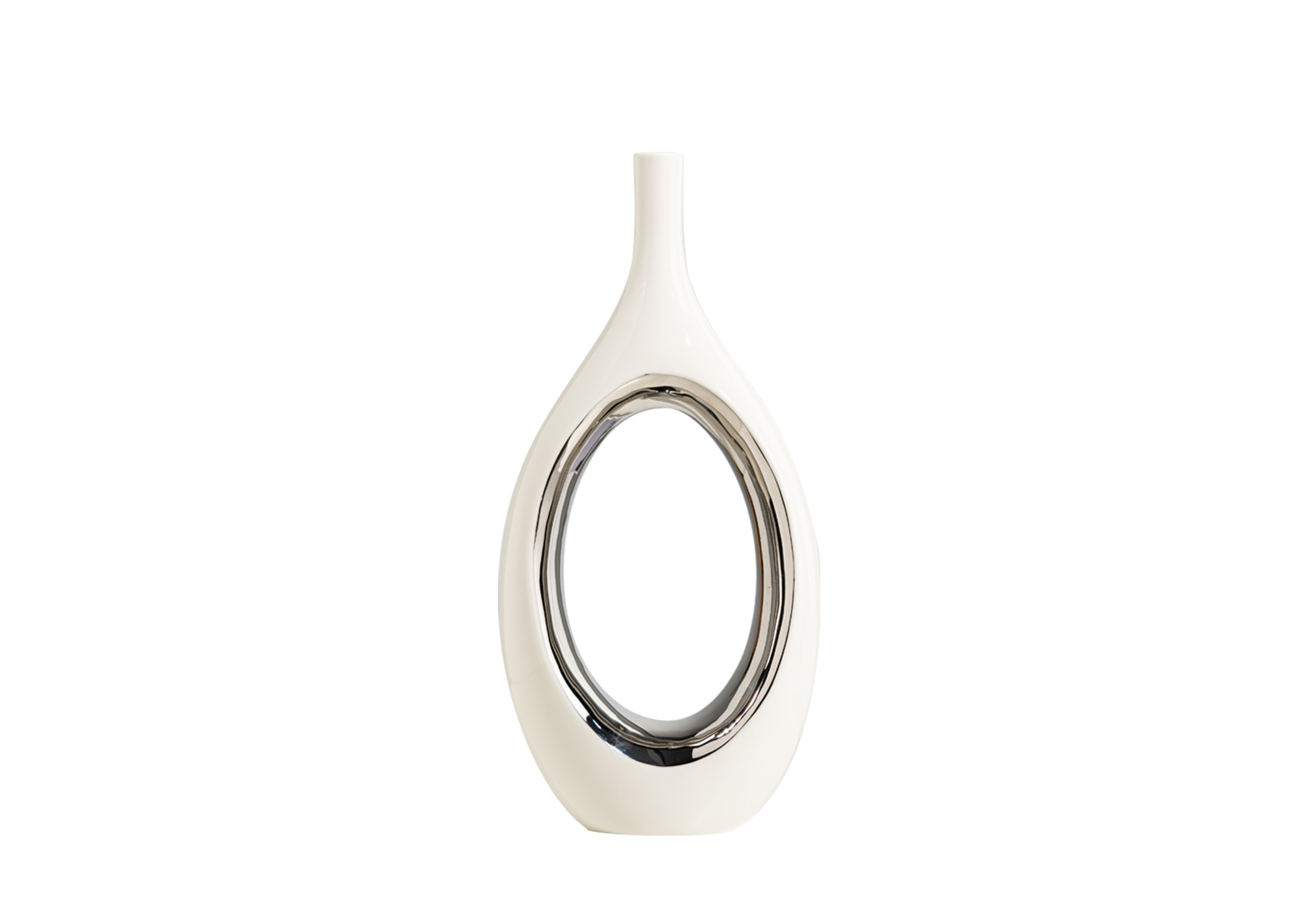 Vase Ajouré 16X34X2.6Cm – Blanc/Doré