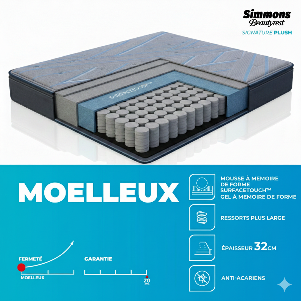 Matelas Beautyrest Signature Plush - Bleu