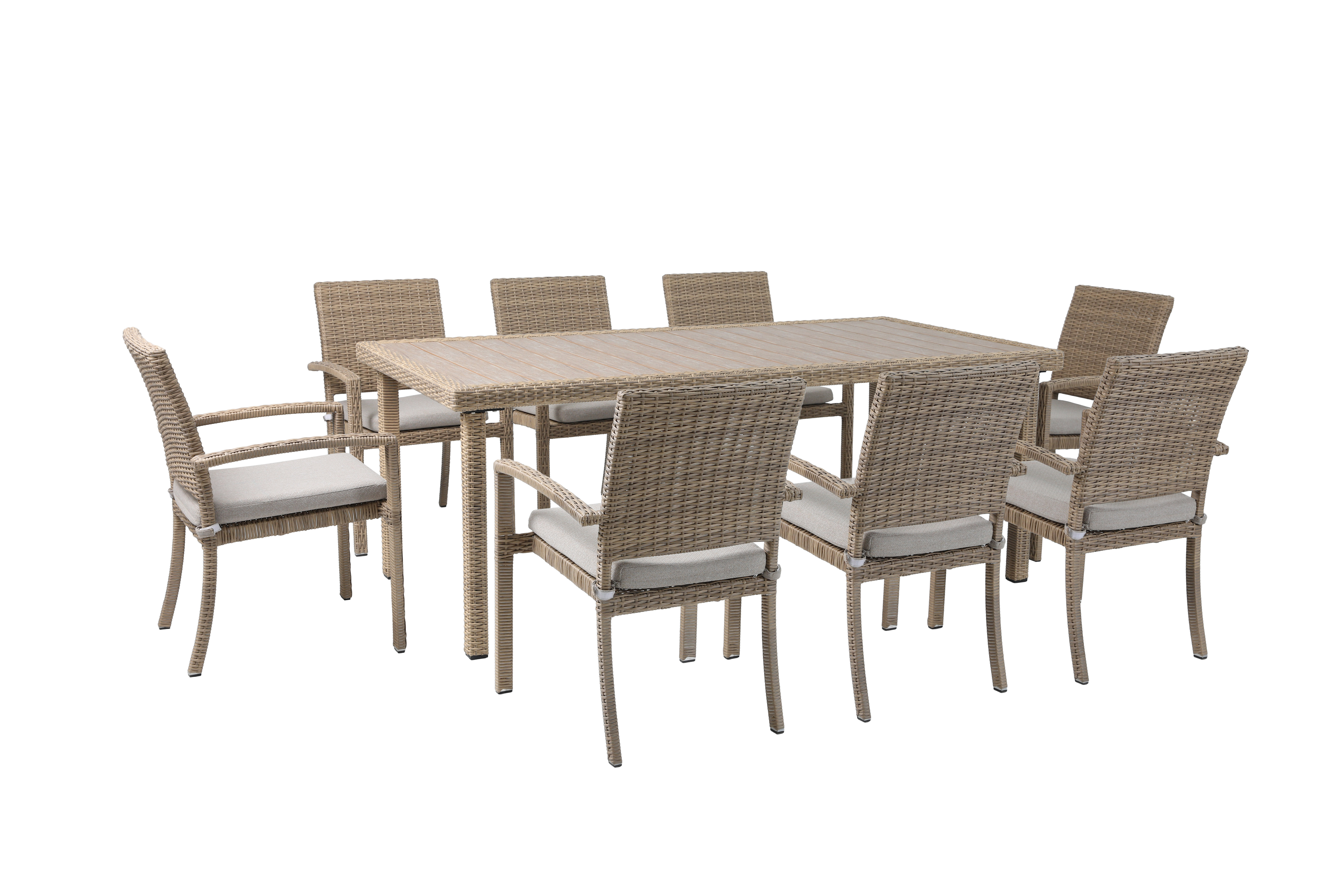 Set Table À Manger + 8 Chaises Sicilia - Taupe