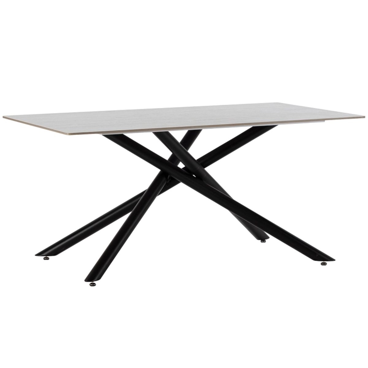 Table rectangulaire Saki en pierre frittée grise – pieds noirs – 160'×90×75 cm