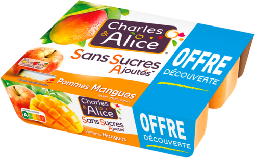 Compotes pommes mangues sans sucres ajoutés offre découverte - CHARLES ET ALICE
