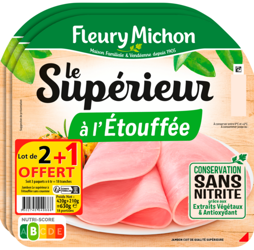 Jambon le Supérieur à l'étouffée conservation sans nitrite - FLEURY MICHON