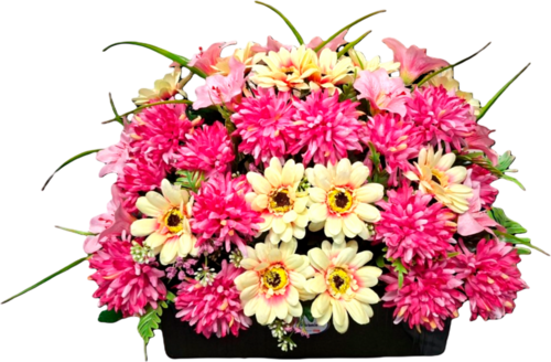 Jardinière Chrysanthèmes Lys et Gerberas - Thevenin - Nature en Soie