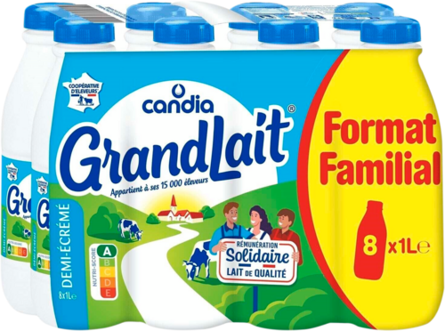 Lait uht Grandlait demi-écrémé format familial - Candia