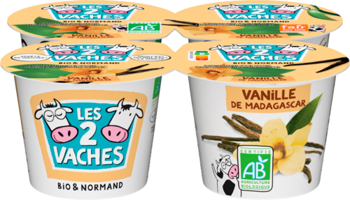 Yaourts brassés bio à la vanille de Madagascar - LES 2 VACHES