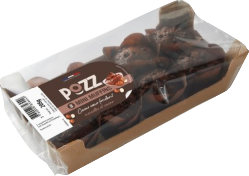 8 Mini Muffins COEUR FONDANT chocolat noisettes