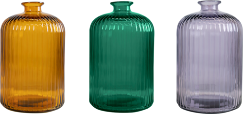 Vase Strié "Daroca" Vert Ambre ou Violet 23 Cm - Vidrios Reciclados San Miguel