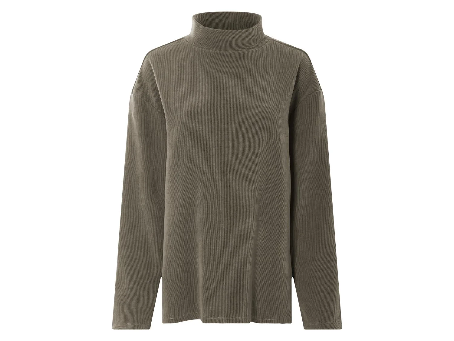 Pull femme, aspect velours côtelé.