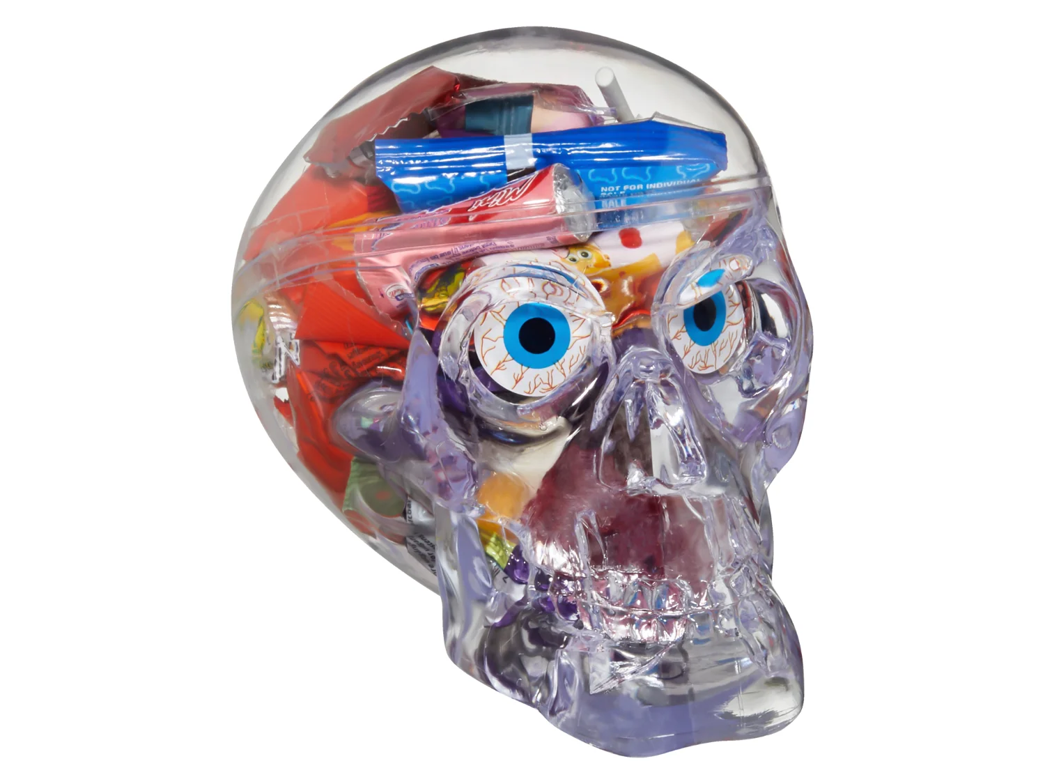 Tête de mort remplie de bonbons