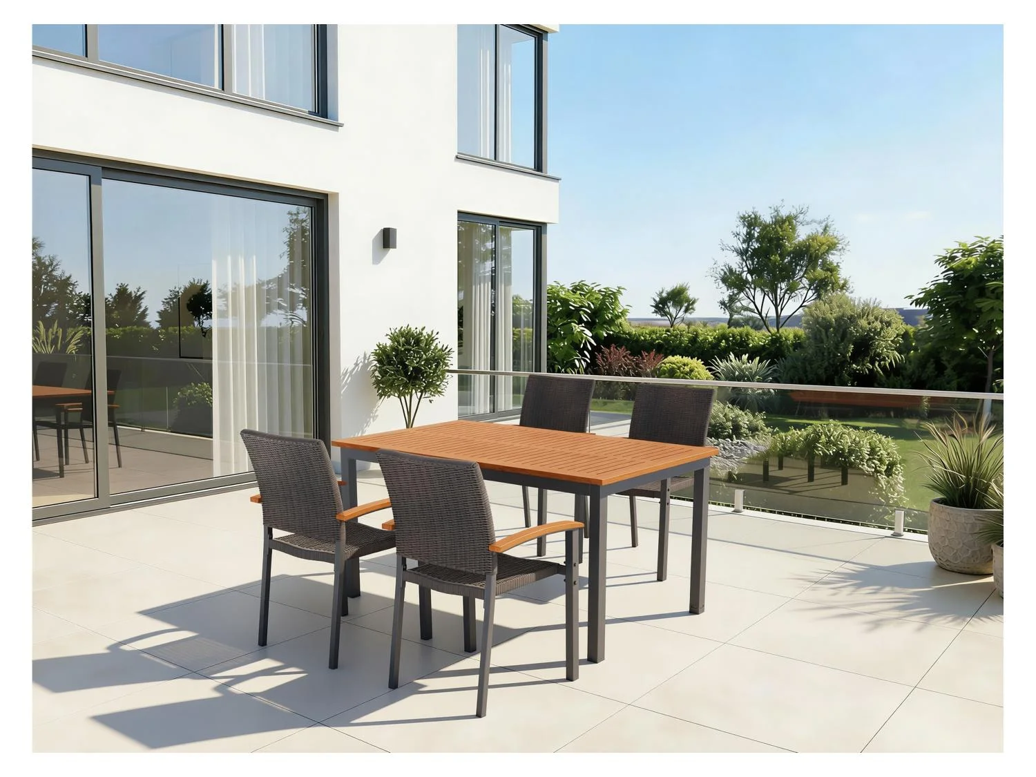 Lot de 4 fauteuils en résine tressée Valencia