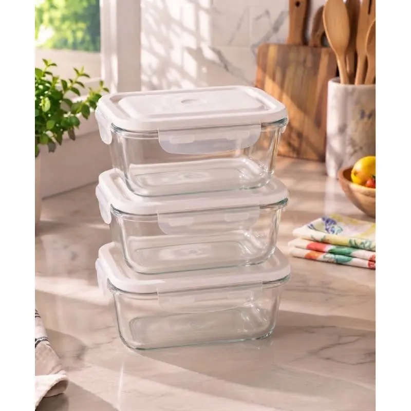 Set de 3 bocaux en verre avec couvercle en plastique 300 ml