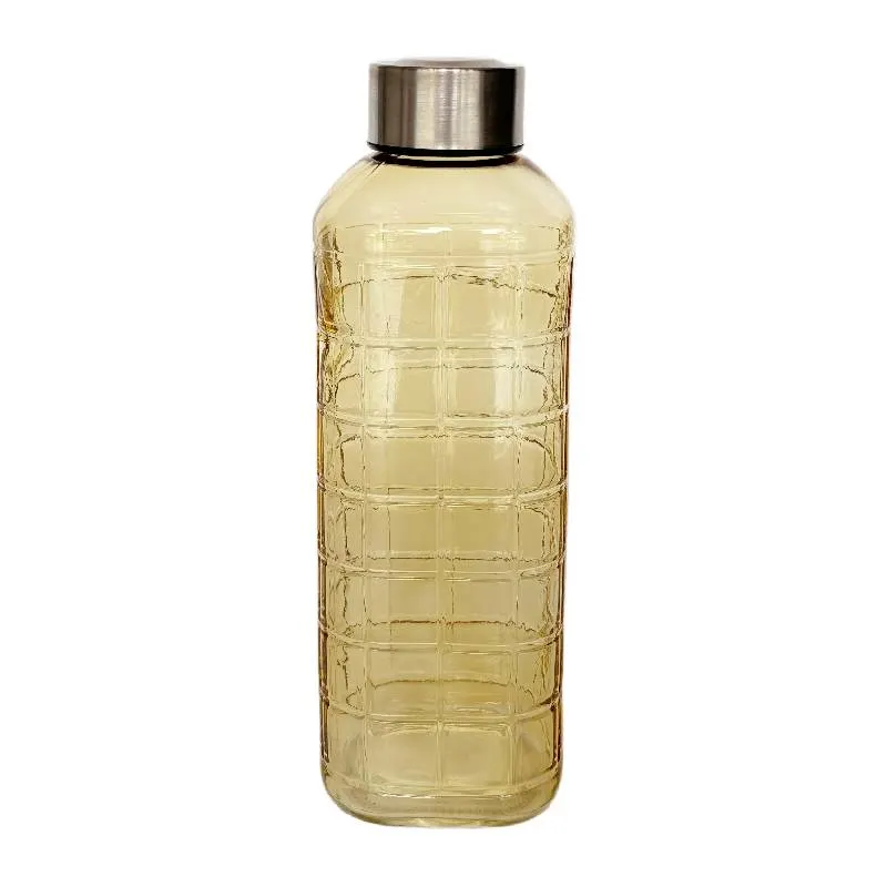 Bouteille d'eau en verre avec couvercle coloré 1000 ml