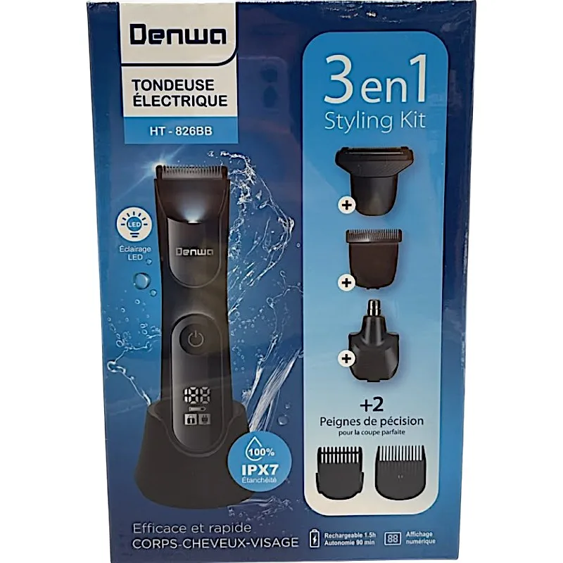 Set tondeuse sans fil 3EN1 HT-826BB - DENWA