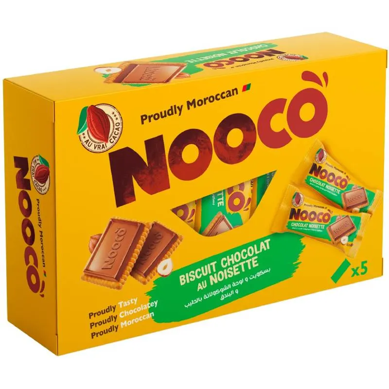 Biscuits tablette chocolat au lait noisettes 54 g x5 unités - NOOCO
