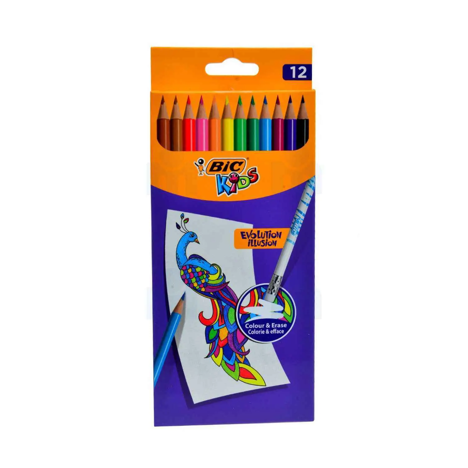 Pochette de crayons de couleur effaçable Evolution Illusion x12 - BIC KIDS