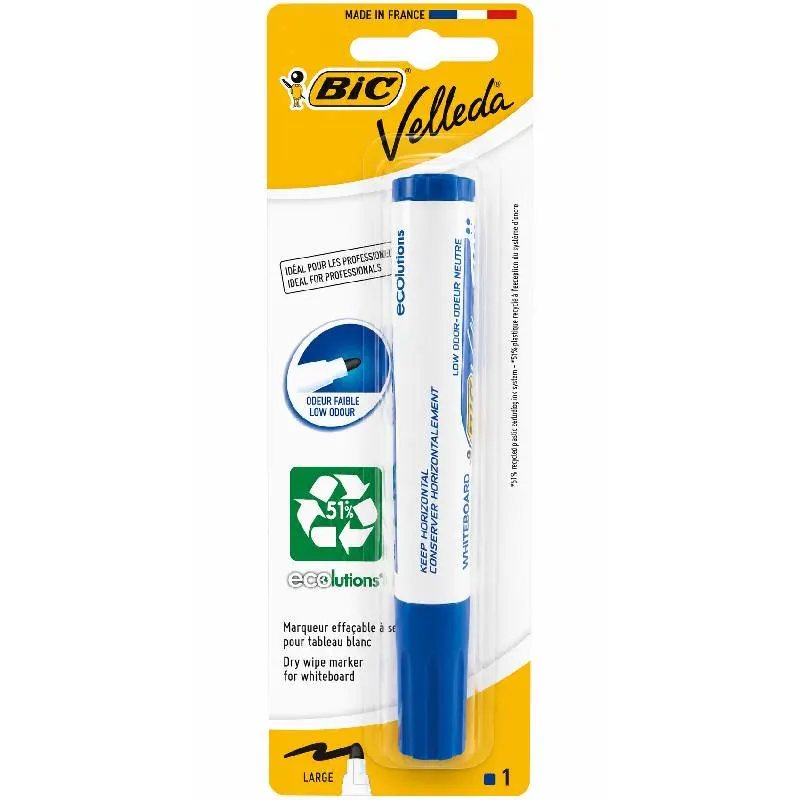 Marqueur effaçable Velleda bleu - BIC