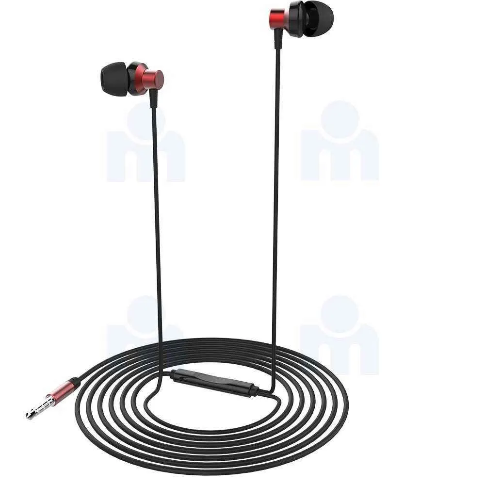 CITYTEK – Écouteurs métalliques rouges avec microphone intégré, câble 1,2 m - MF017005
