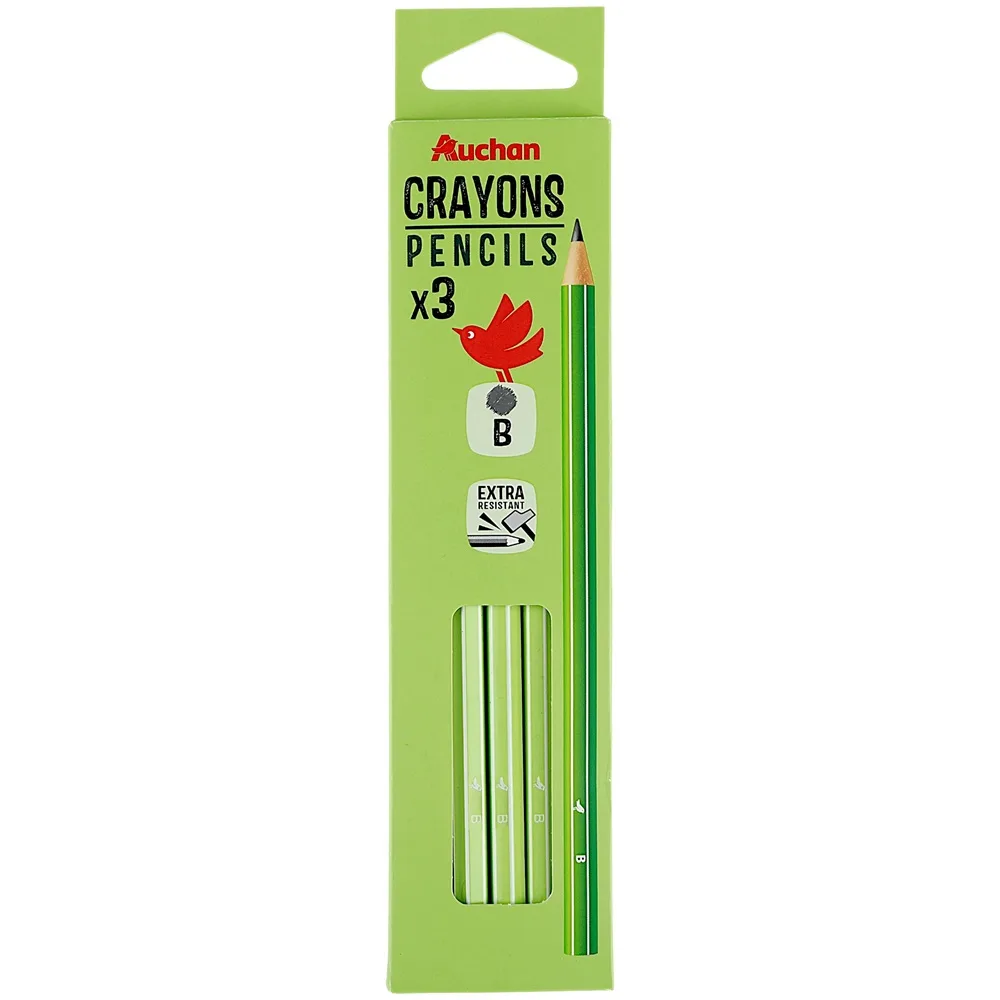 Crayons graphite B x3 - AUCHAN