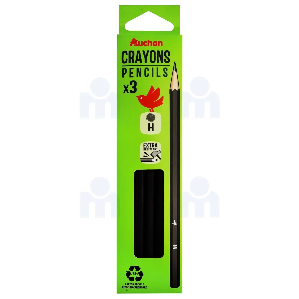 Crayons graphite H x3 - AUCHAN