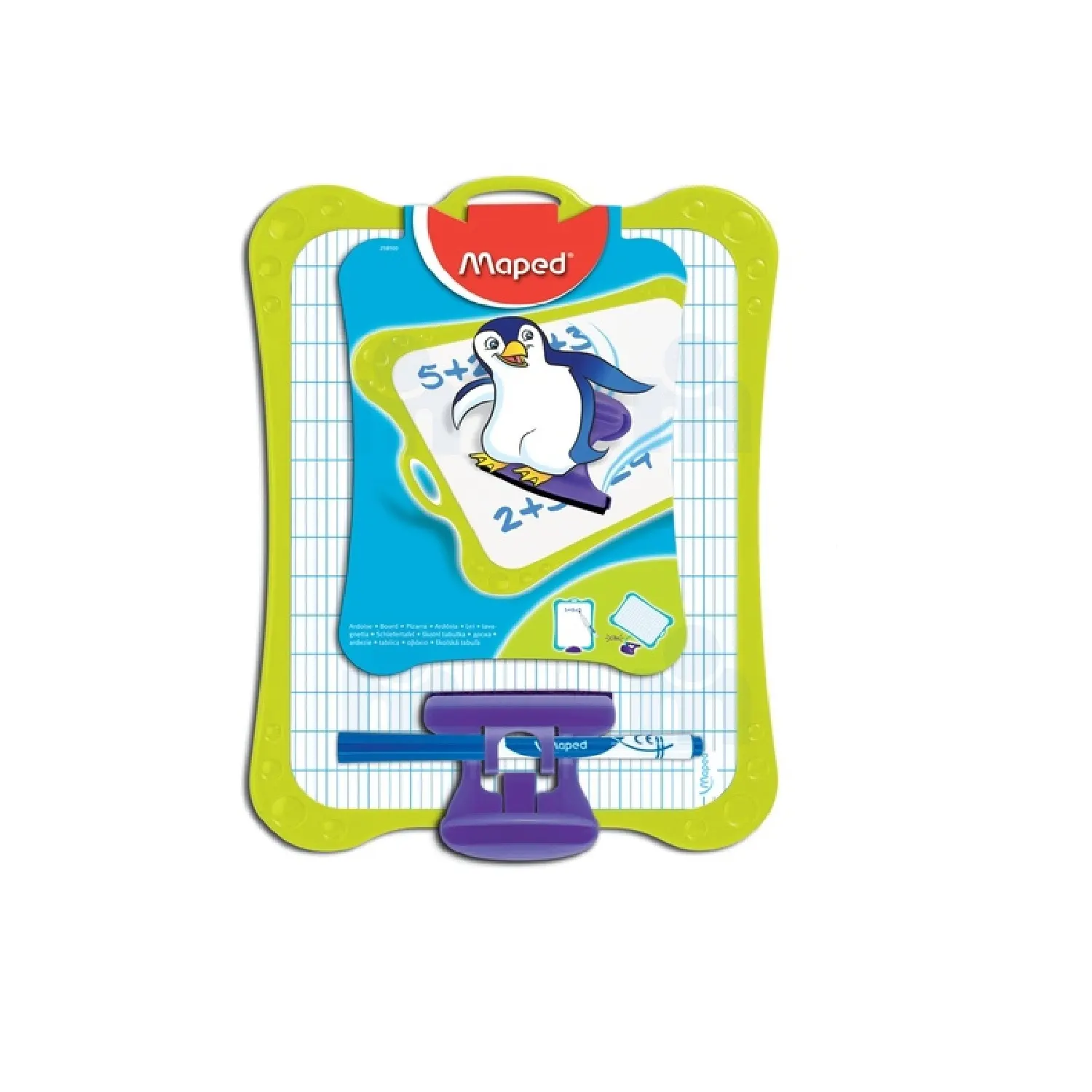 Ardoise effaçable 21x29,7cm double face unie/Seyès + feutre effaçette - MAPED