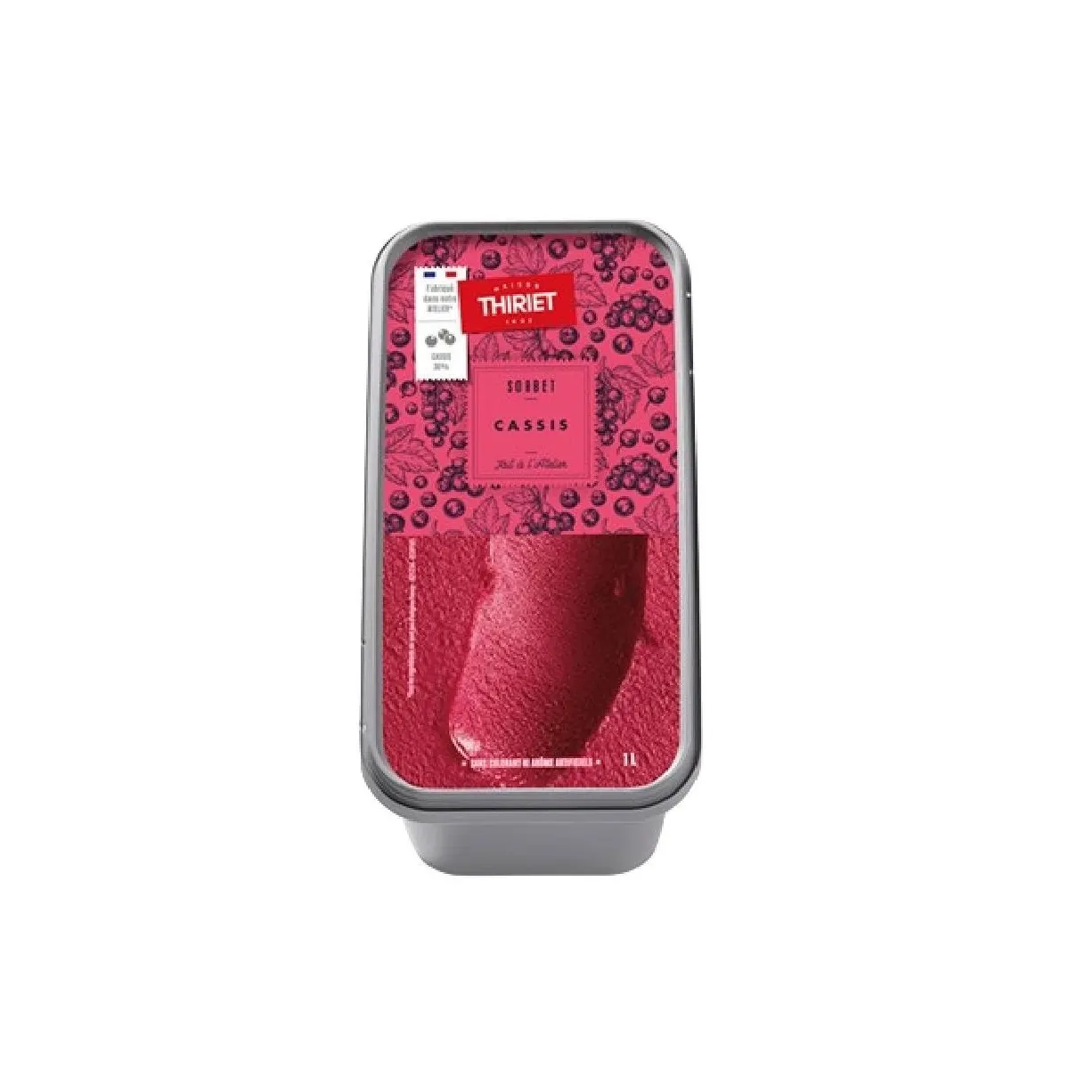 Thiriet bac de crème glacée sorbet cassis 1L