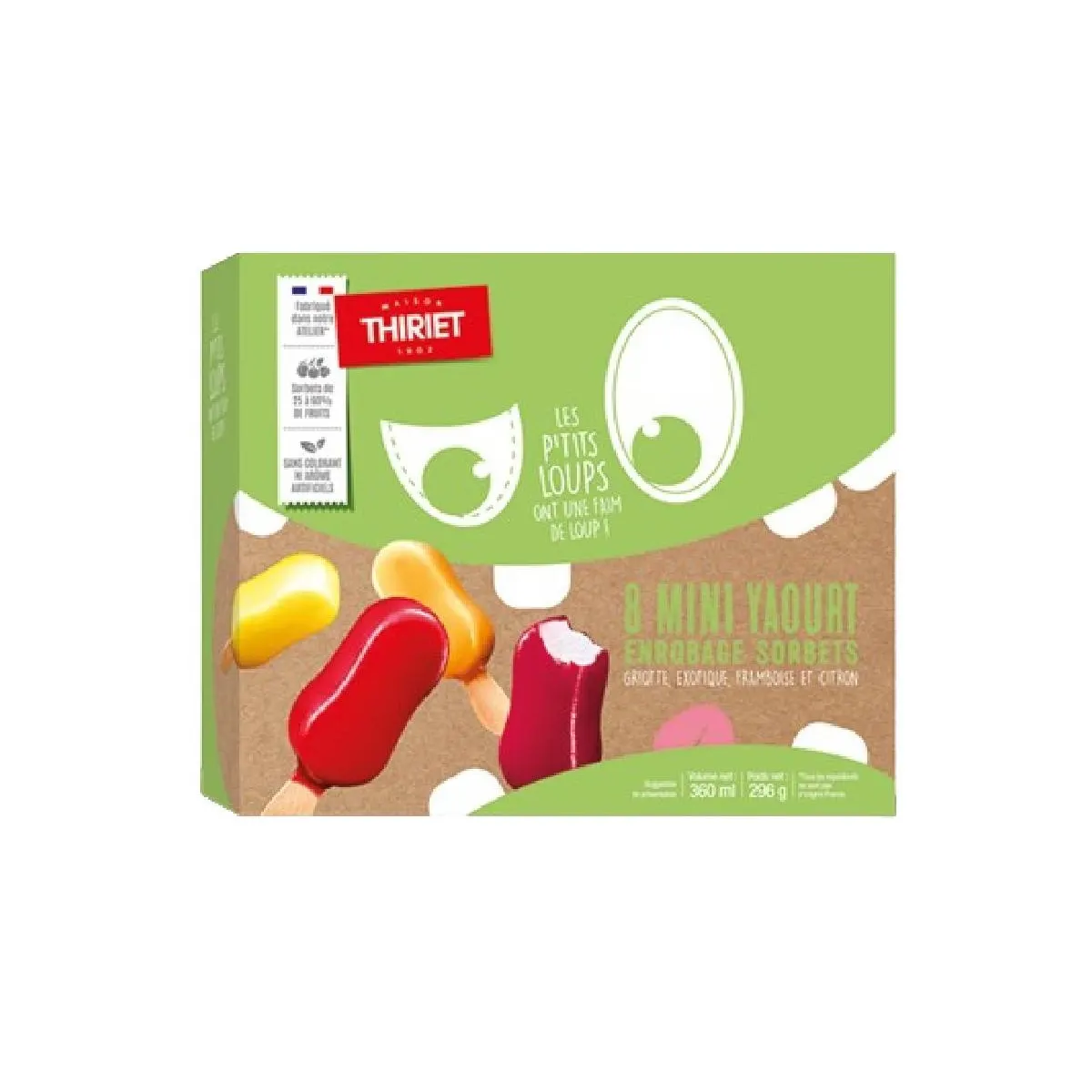 Thiriet mini bâtonnets de glace yaourt fruits 8x45ml