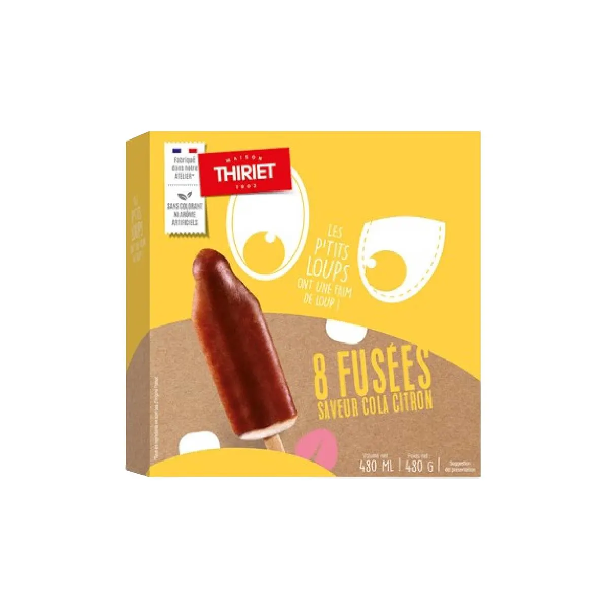 Thiriet bâtonnets de glace fusées saveur cola/citron 8x60ml