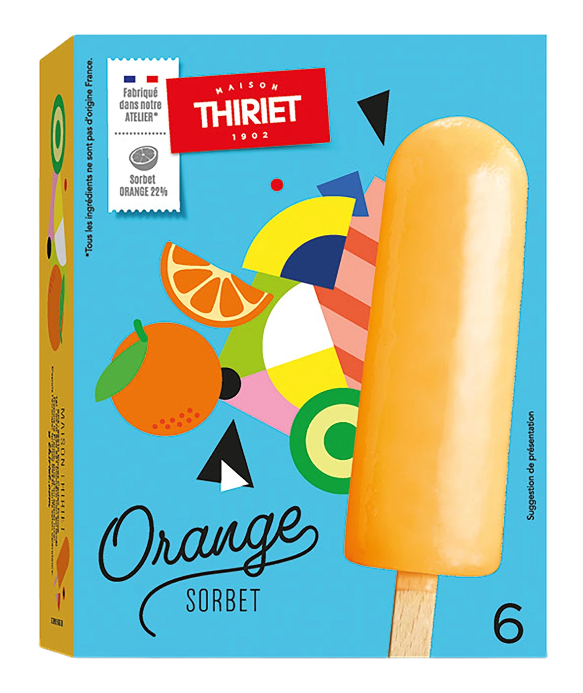 Thiriet bâtonnets de glace sorbet orange 6x55ml